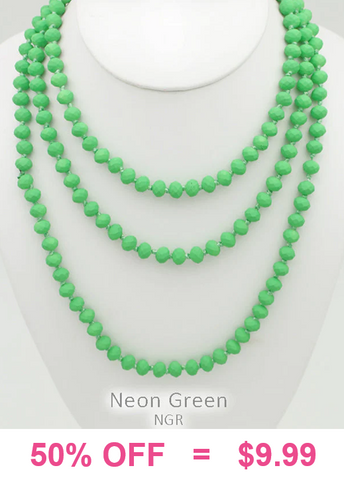 Lime Crystal Beaded 60" Layering Necklace