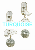 Disco cowgirl boot earrings: 3 color options