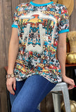 Thunderbird, Cactus, Tribal print graphic tee shirt