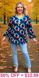 Navy Flower long sleeve top
