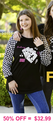 Feeling Lucky checkered sleeve top