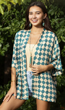 Checkered cardigan - turquoise