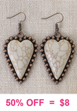 Cream Heart Stone Earring with Copper Border
