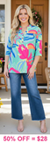 Blue & Green baby doll blouse - Loose Fit