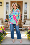 Blue & Green baby doll blouse - Loose Fit