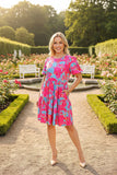 Turquoise Dress Pink Floral Print