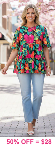 Tropical Floral Baby Doll Top