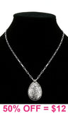 Silver tooled teardrop pendant necklace