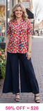 Red Multi Leopard V-Neck Top