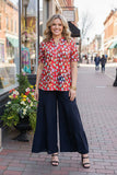 Red Multi Leopard V-Neck Top
