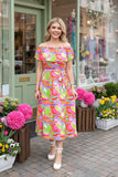 S, M, L, XL : Colorful Belted Maxi Dress