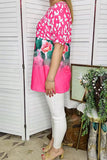 Pink Leopard, Cactus Print Top