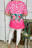 Pink Leopard, Cactus Print Top