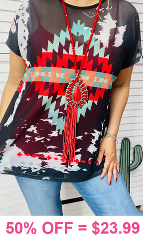 Tribal sheer top