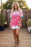 S, M, L, XL Light Pink, Leopard print baby doll top - loose fitting