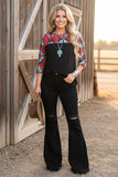 Black top with Red & Turquoise tribal sleeves