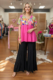 Neon Tropical, Pink Baby Doll Top - Loose Fit