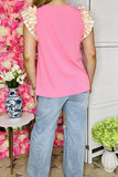 Pink top stripe cap sleeves