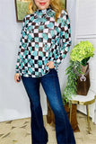 Turquoise conchos checkered mesh top