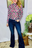 Pink Squash Blossoms Checkered mesh top