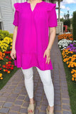 Fuchsia ruffle sleeve dress