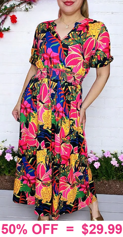 SALE : Tropical Cheetah Dress