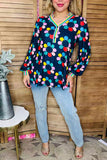 Navy Flower long sleeve top