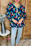Navy Flower long sleeve top