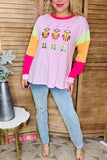 Nutcracker sequin patch Pink top neon stripe sleeves