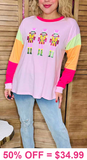 Nutcracker sequin patch Pink top neon stripe sleeves