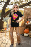 'Give Thanks' Sequin turkey Patch top