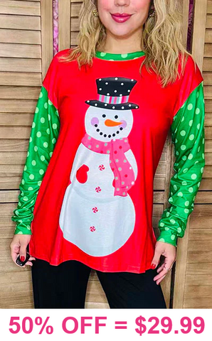 Snowman Christmas long sleeve top