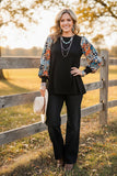 Top with Multi Leopard bubble sleeves