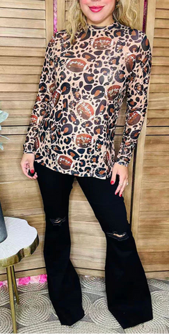 Football & Leopard sheer top
