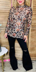 Football & Leopard sheer top
