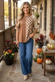 New Checker color block top
