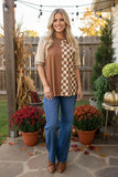 New Checker color block top
