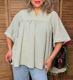 Striped baby doll top - oversized