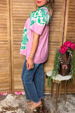 M, L Top Seller Pink & Green floral blouse
