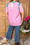 M, L Top Seller Pink & Green floral blouse