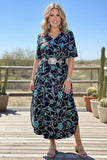 M, L : Concho Print Western Dress side slits