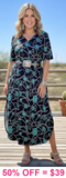 M, L : Concho Print Western Dress side slits