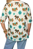 Western Bow print top
