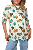 Western Bow print top