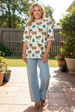 Western Bow print top
