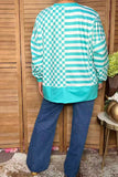 Turquoise and White checkered sweatshirt