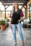 Black Velvet Pink embroidery blouse