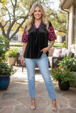 Black Velvet Pink embroidery blouse