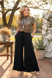 Black Ruffled Wide Leg Pants