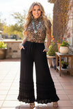 Black Ruffled Wide Leg Pants